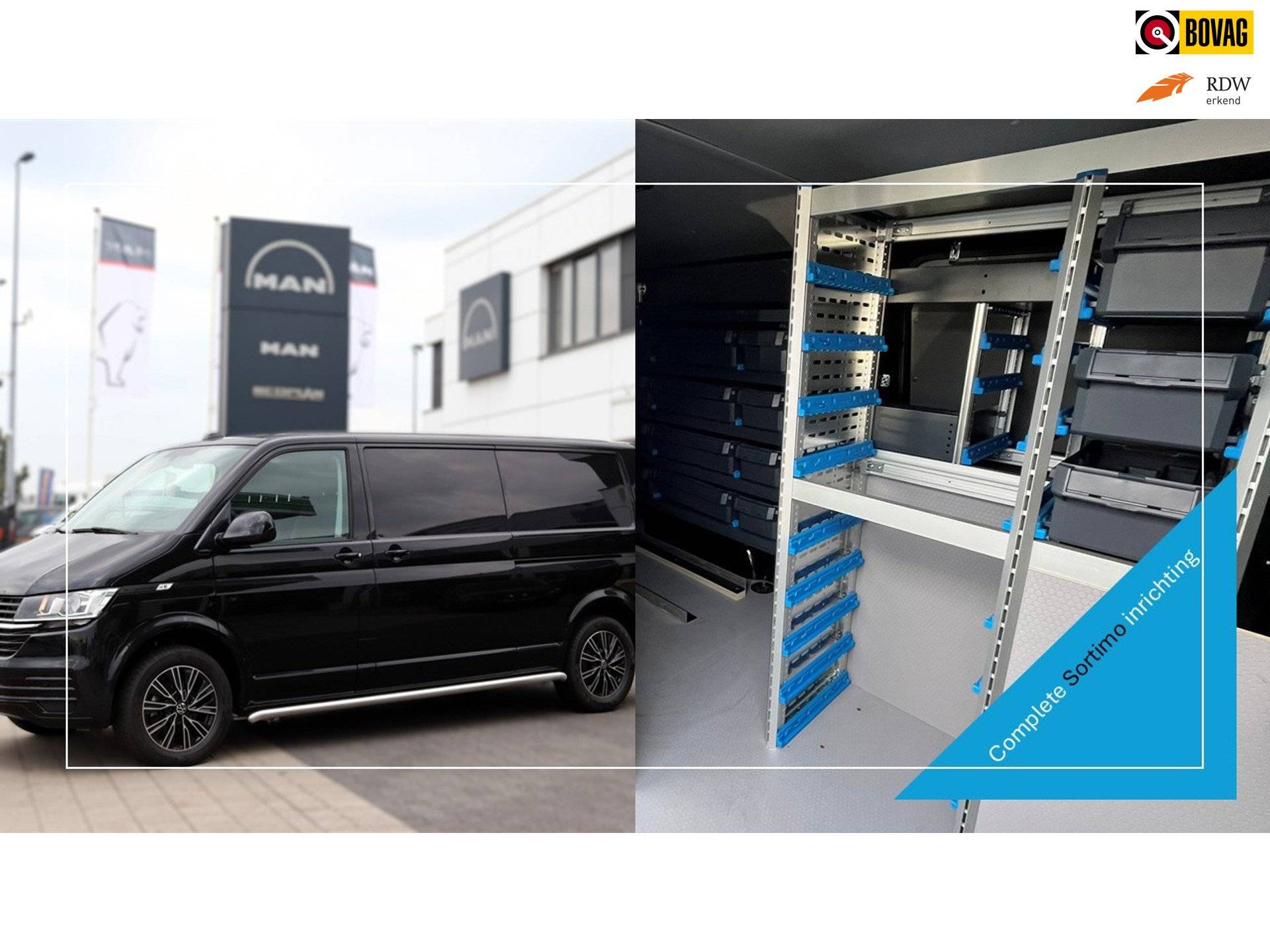 Volkswagen TRANSPORTER 150 pk DSG Comfortline, Complete Sortimo inrichting, 17 LMV, bumpers en spiegels in kleur, omvormer